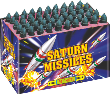 Buen precio 50 disparos Saturno Misil Fuegos artificiales con silbido tubo de papel y molde ambos disponibles en línea